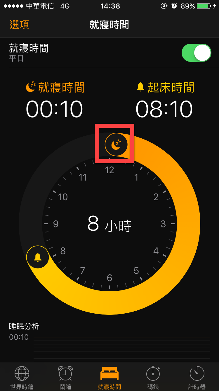 iPhone 就寢時間