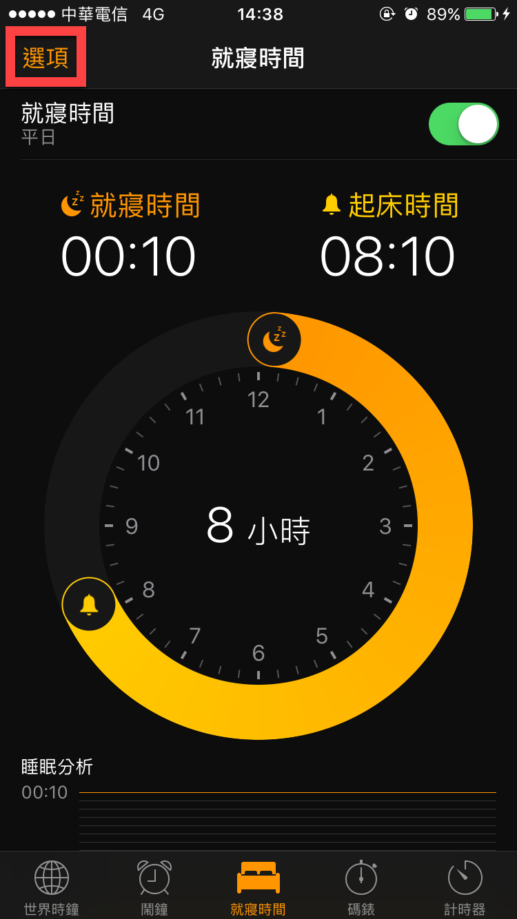 iPhone 就寢時間