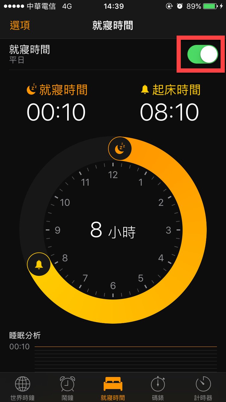 iPhone 就寢時間