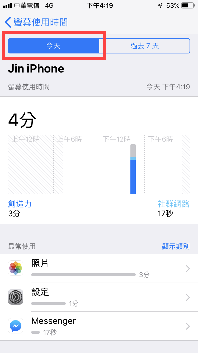 iPhone 螢幕使用時間
