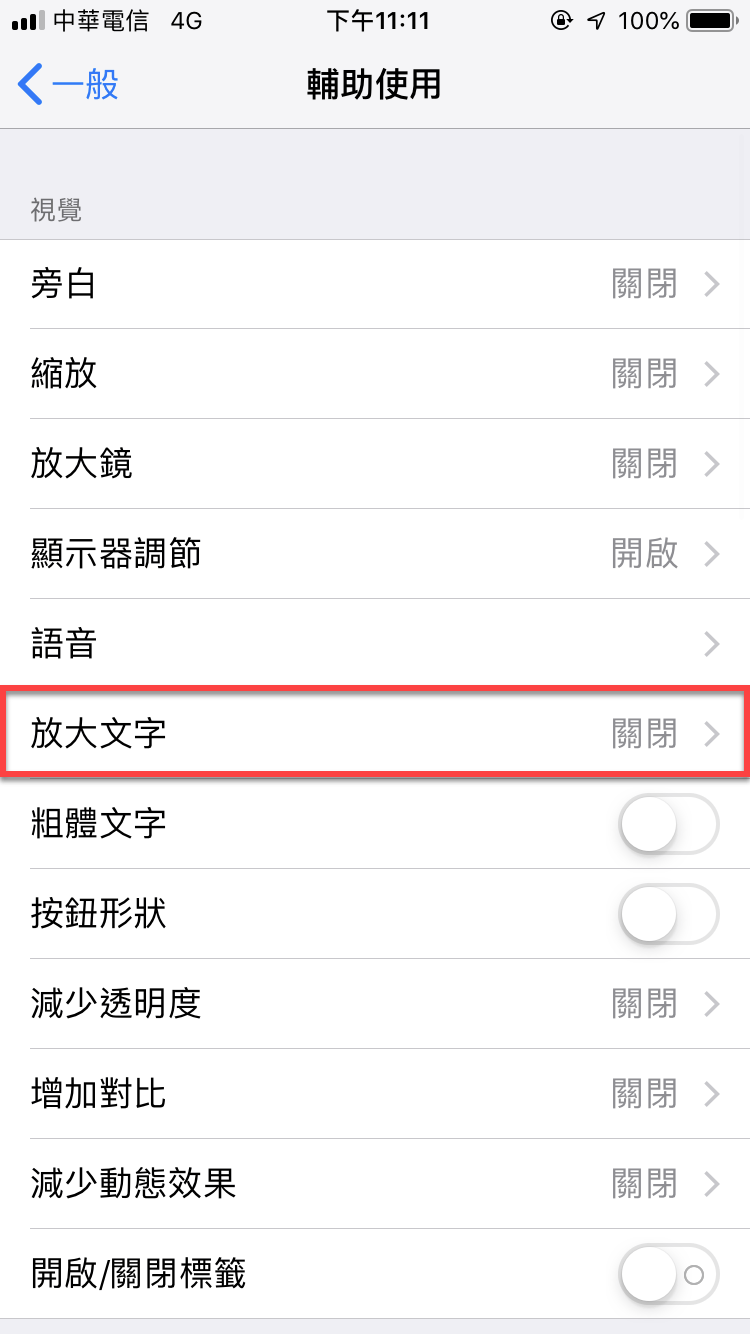iPhone 字體大小