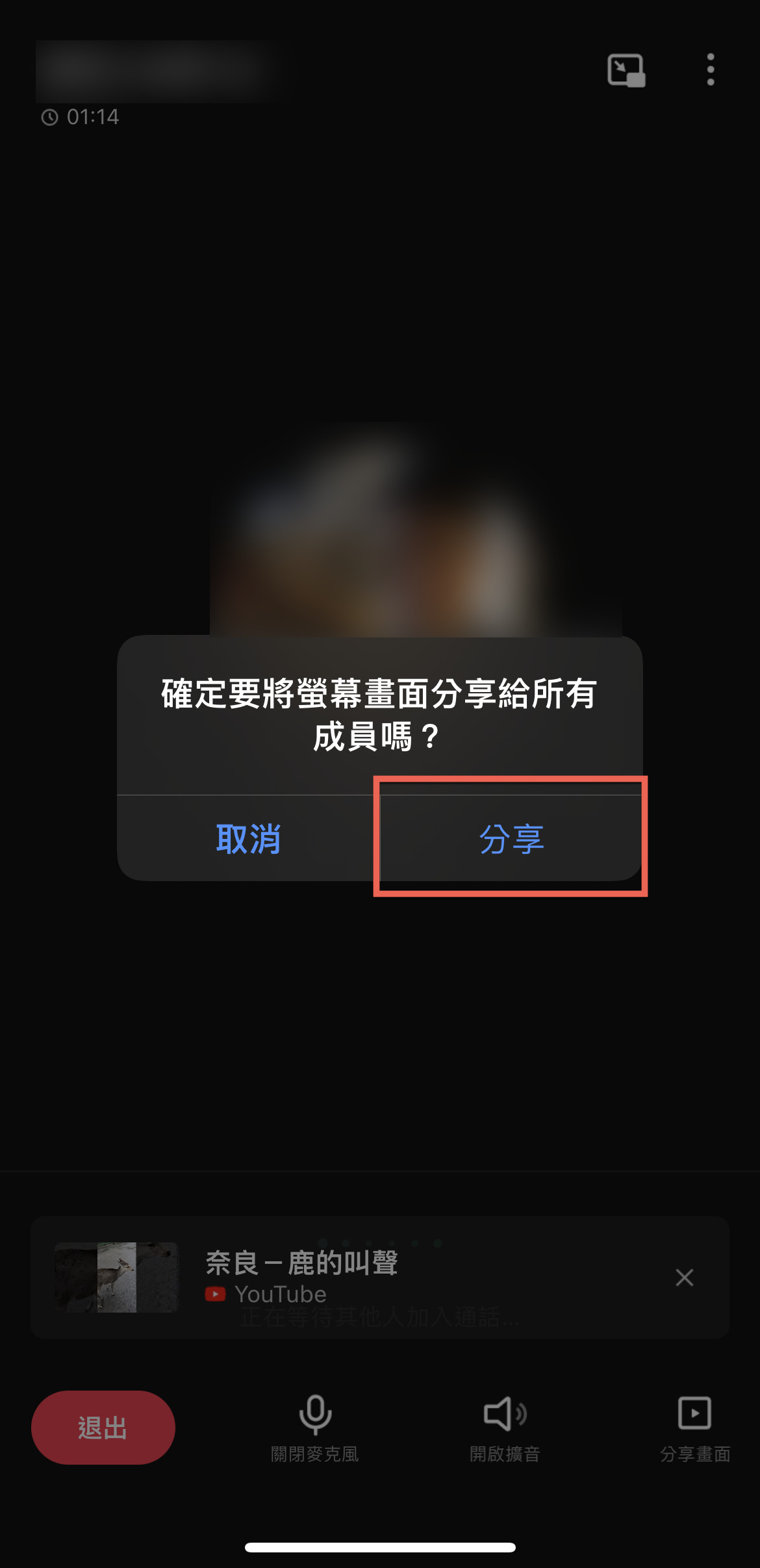 Line 通話時分享 YouTube