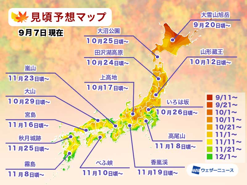【9/12更新】2023年日本賞楓（黃葉、紅葉）、黃葉（銀杏葉）預測整理 圖片4